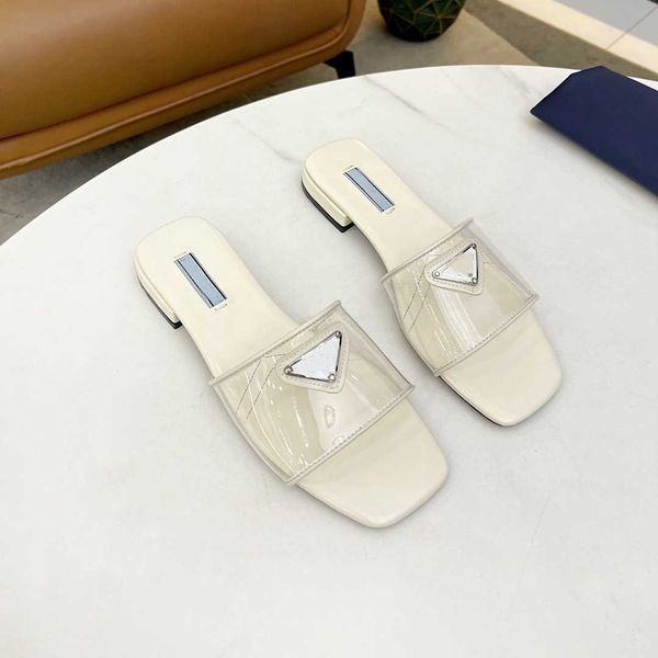 

designer slippers sandals fashion summer luxury brand women prad flip flops multi colors triangle outdoor loafers slide ladies beach sandal, Black