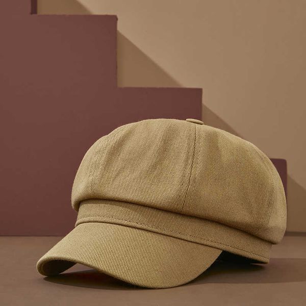 

berets 2023 spring and summer new fashion newsboy painter women short brim beret lady outdoor cotton plain octagonal hat z0616, Blue;gray