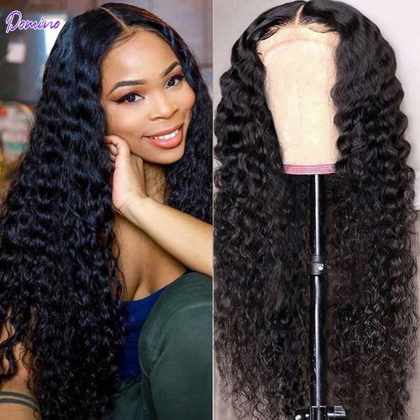 

deep wave lace front human hair wigs for women 13x4 lace frontal wig indian kinky curly lace closure wig 4x4 lace wig, Black;brown