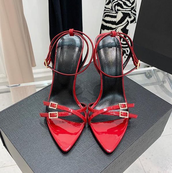 

Designer women's high heels sandals cross buckle ankle buckle wrap buckle banquet Open Toe wedding resort ladies Sexy high-heeled sandals, Red