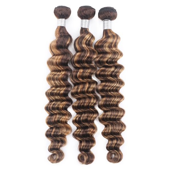 

double hair wefts 10-30inch 3 bundles brazilian loose deep piano color p4/27 hair extensions indian peruvian products, Black