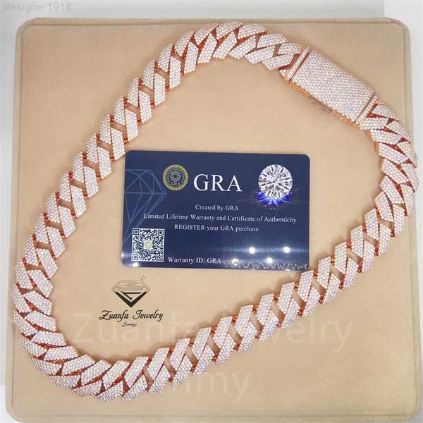 

ready to ship 18mm 4row vvs1 moissanite gra certififcates customized name lock iced out miami cuban link, Silver