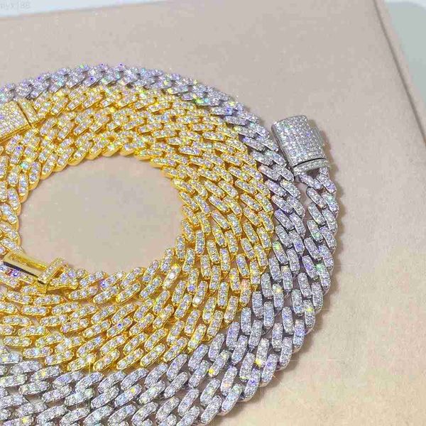 

wholesale custom iced out bling 8mm 20inches diamonds chain gold plated men women cuban necklaces, Silver