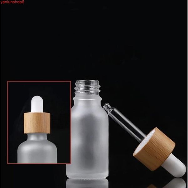 

2021 natural bamboo cap frost glass dropper bottle aromatherapy liquid serum 1oz essential basic massage oil pipette refillablegood qualtit