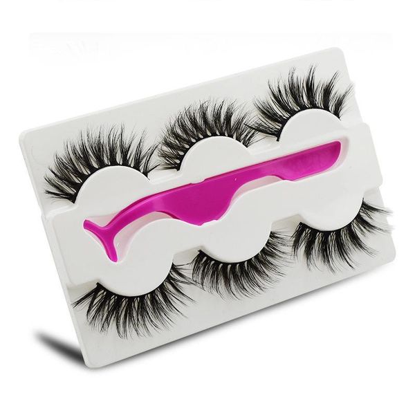 

2020 handmade reusable eyelashes faux mink eyelashes natural makeup mink lashes with 1 tweezer cruelty lashes popular false lashes