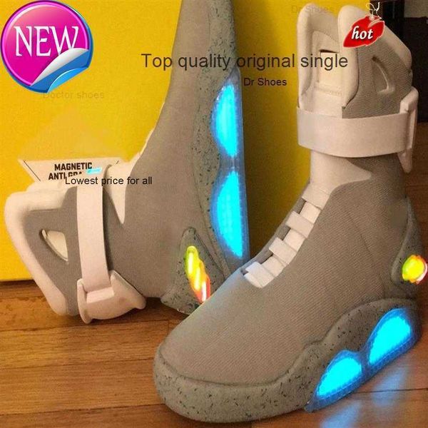 

2023 air mag automatic laces casual shoe sneakers marty mcfly's led shoes man back to the future glow in the dark gray boots mcflys, Black