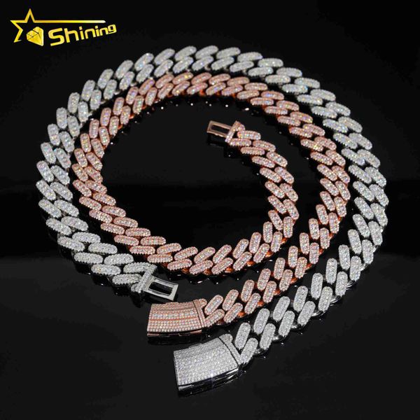 

factory price iced out wholesale vvs moissanite chain necklace 925 sterling silver miami gold cuban link chain