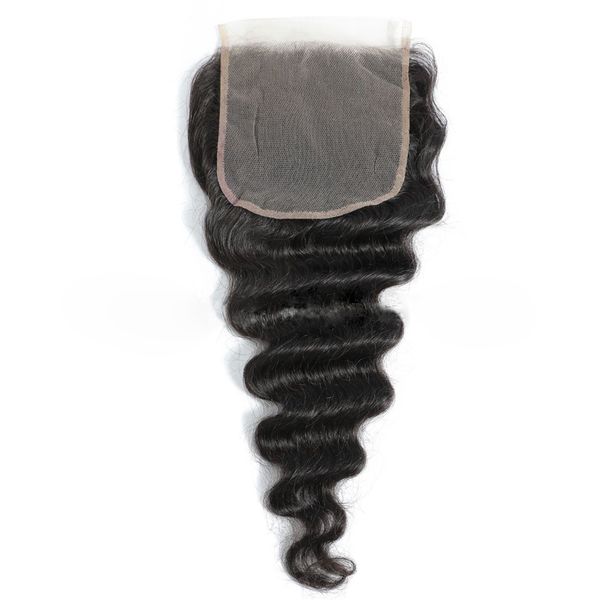 

peruvian curly human hair 6x6 lace closure loose deep natural color middle three part with baby hair, Black;brown