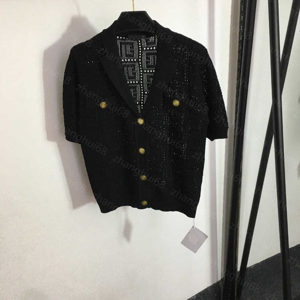 

23ss womens designer clothing womens knits custom b letter gold button hollow-out letter short sleeve knitted cardigan womens clothes, White