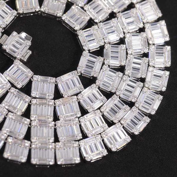 

wholesale price 925 silver baguettes cz diamond 8mm wide necklace cuban link chain for man