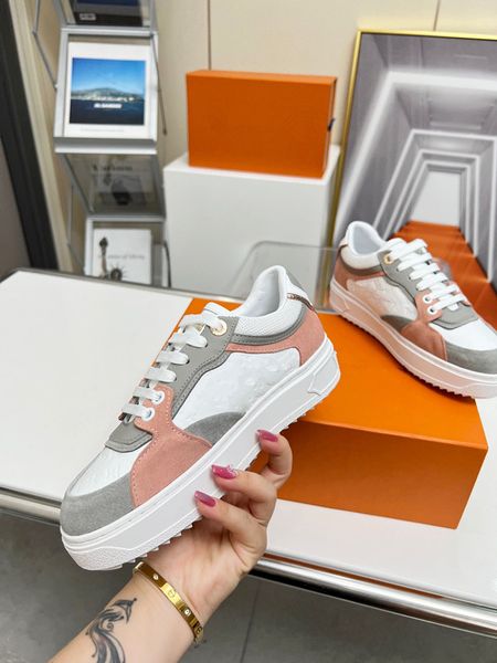 

2023 the new women mens casual shoes fashion flowers genuine leather patchwork trainers sneakers runway platform wedges round 0614, Black