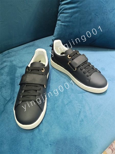 

luxurys designer stripe casual shoes fashionable leather lace-up tennis shoe fabric low canvas sports men women, Black