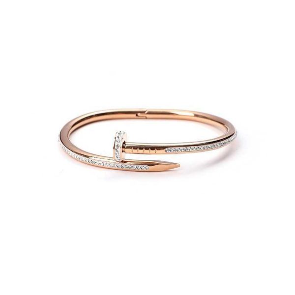 

high version new geometric personalized nail titanium steel bracelet with diamond design card c colorless women'snz1x, Black