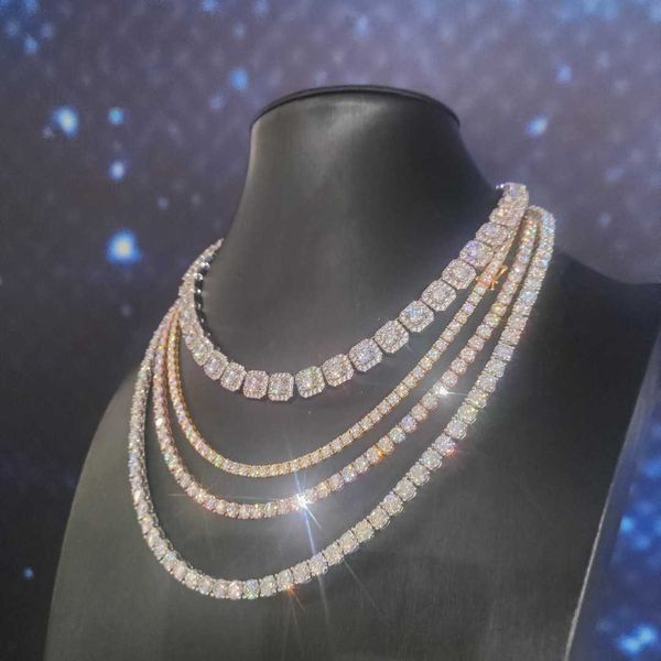 

wholesale price women men fine jewelry necklace 3mm 4mm 925 sterling silver d color vvs1 diamond moissanite tennis chain