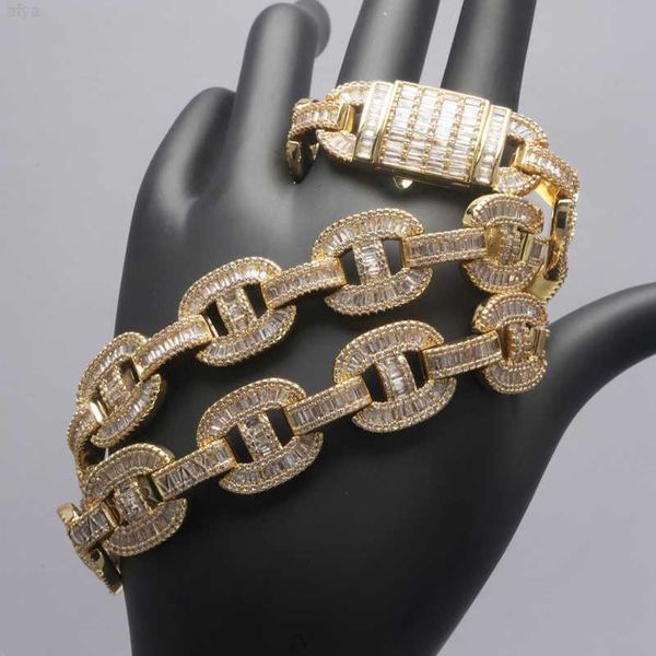 

15mm yellow gold plated vvs moissanite 925 silver cuban necklace iced out hip hop for gifts