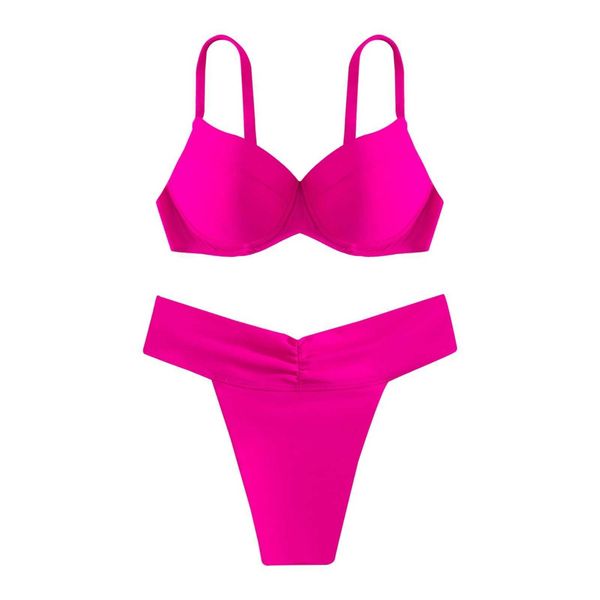 

designer swimwear fashion ladies two piece swimsuit solid color beach swimsuit pool triangle straps push up set, White;black