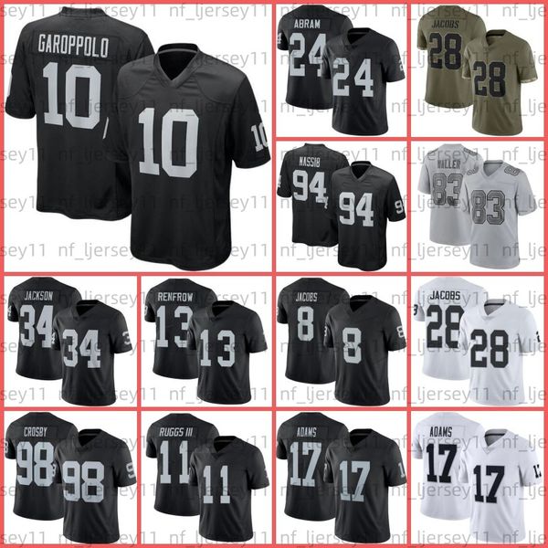 

jimmy garoppolo maxx crosby jersey 17 davante adams 13 hunter renfrow football 8 josh jacobs howie long daniel carlson divine deablo jones r, Black;red