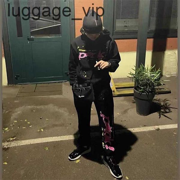 

mens hoodies sweatshirts mens hoodies sweatshirts hip hop web puff print sp5der 555555 hoodie men women 1 young thug angel spider sweatshirt, Black