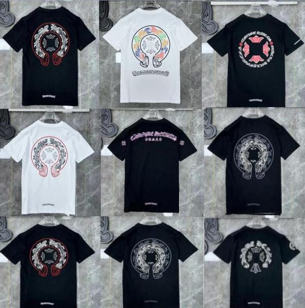 

classic t 2023mens shirt heart fashion ch brand letter sanskrit cross pattern sweater t-shirts designers chromes pullover cotton tshirts 1x, White;black