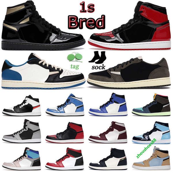 

2022 fragment men basketball shoes 1 1s jumpman bred patent hyper royal cmft psychic blue dark mocha mens women trainers outdoor sports