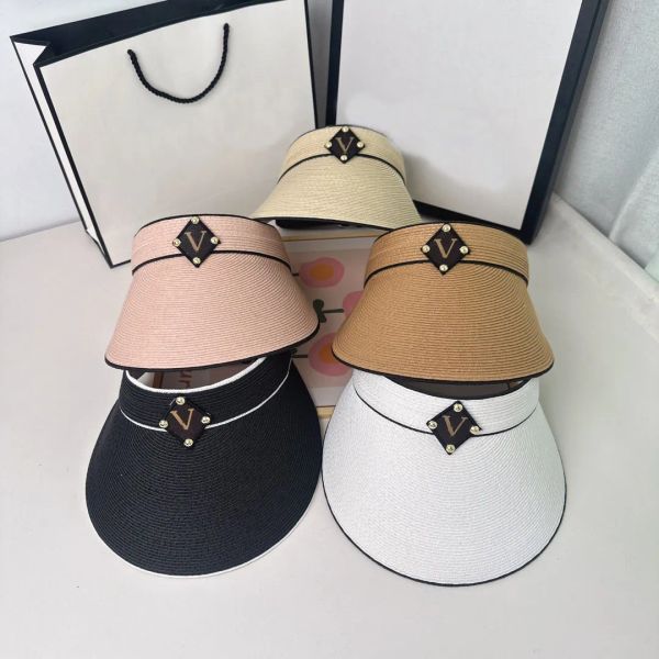 

mens empty cap womens straw visor summer sun visors designer baseball caps for womens fashion casquette bucket hats l visor 236165d, Blue;gray