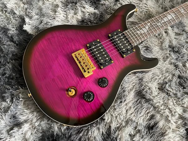 

chinese prs electric guitar purple color flame maple gold hardware 6 strings2589