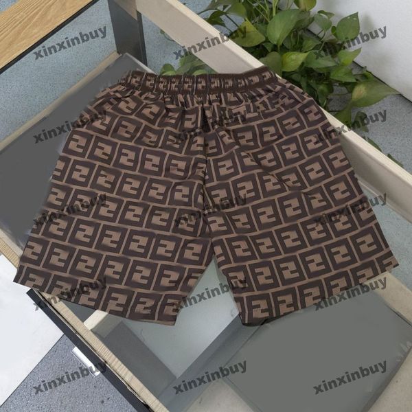 

xinxinbuy men women designer shorts pant double letter printing pattern roma spring summer white black khaki brown s-3xl