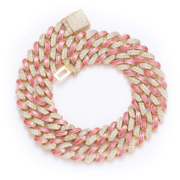 

2023 wholesale hip hop jewelry white gold plated cuban chain iced out link miami cz necklace, Silver