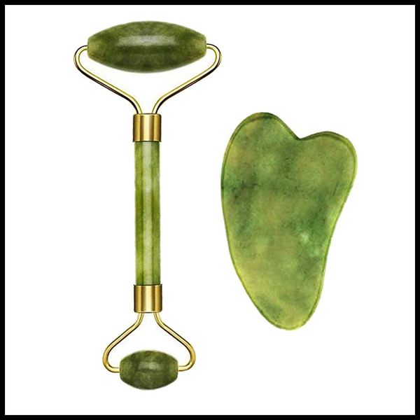 

jade roller & gua sha scrapping tool set aging facial massager,authentic jade stone roller for face,