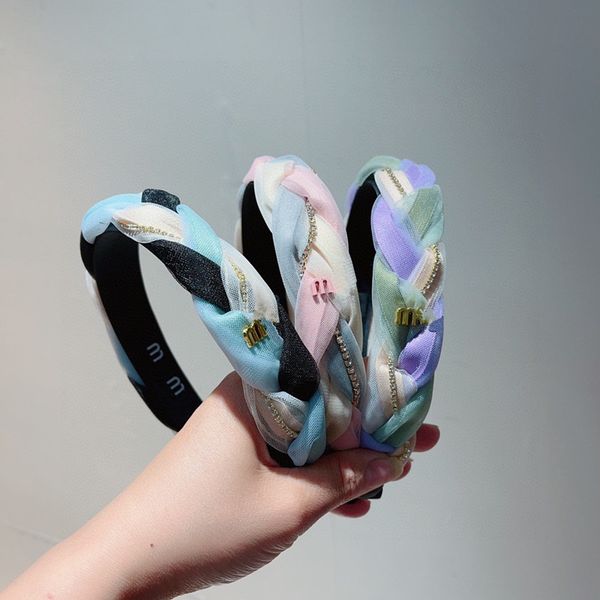 

mm designer headbands hair bands for women girl luxury brand weave diamond headband 3colors sports fitness head wrap hair accessories, Silver