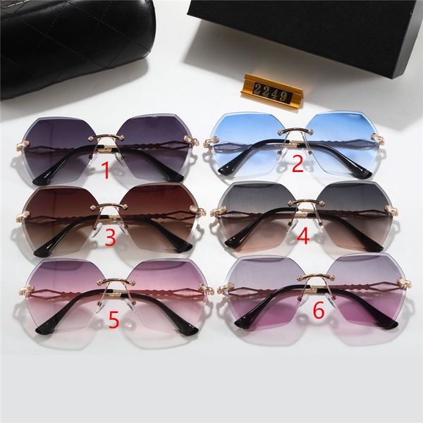 

men brand designer sunglasses for women new women's frameless gradual color trend pink sunglasses metal shading sunglasses 2249, White;black