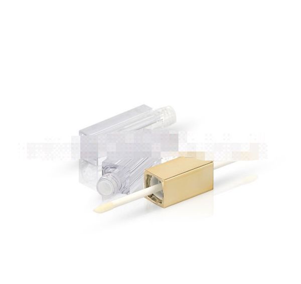 

2020 luxury gold 6ml double head square clear lip gloss tubes empty lipgloss tube cosmetic lip gloss bottle packaging containers