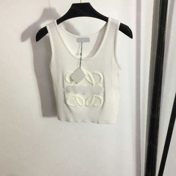 

23ss womens knits womens designer clothing flocking logo embroidery slim-fit knit vest on chest womens clothes a1, White