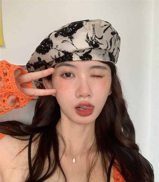 

berets women's beret hat heavy industry flocking flower beret girls french artist painter caps ladies summer thin octagonal beret caps, Blue;gray