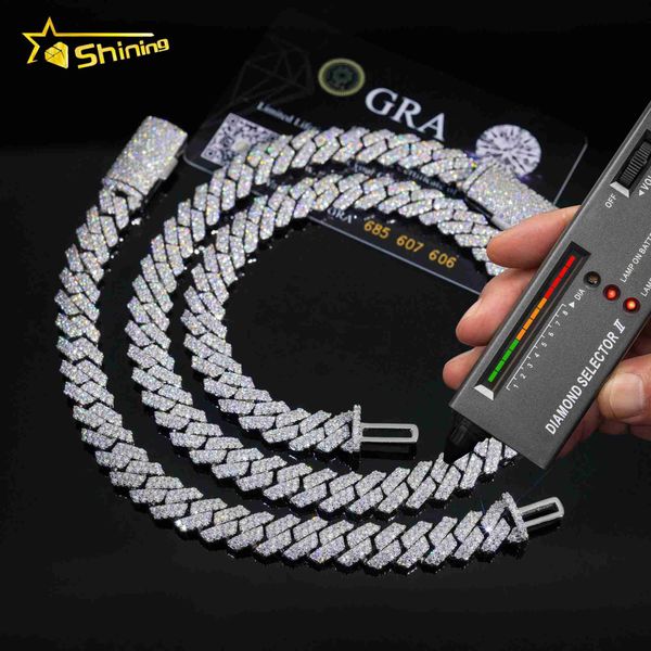

selling drop shipping 10mm 925 sterling silver hip hop necklace iced out diamond moissanite cuban link chain
