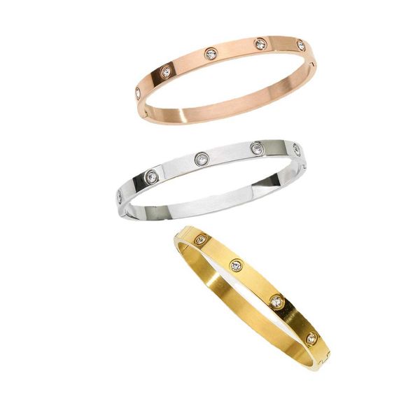 

designer new korean version new couple bracelet card with diamond titanium steel rose gold female accessoriesaol8, Black