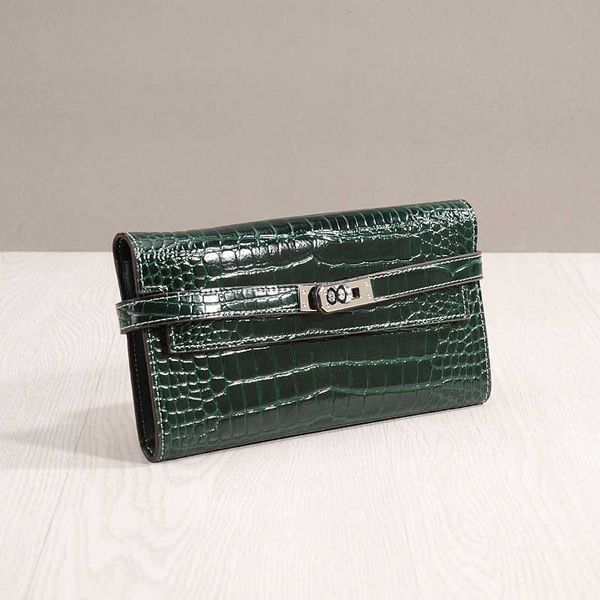 

2023 women's new genuine leather handbag long crocodile handmade wallet