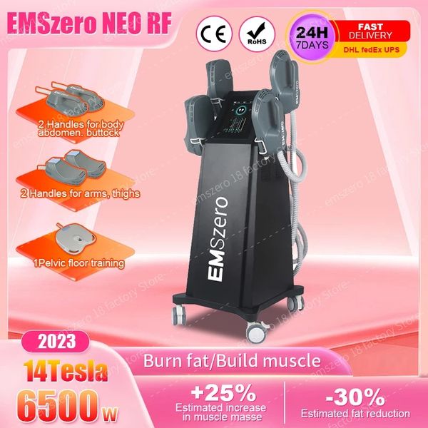 

14 tesla 6500w 200hz dls-emslim neo nova hi-emt machine emszero met 4 neo handgrepen en bekken stimulatie pad optionele salon