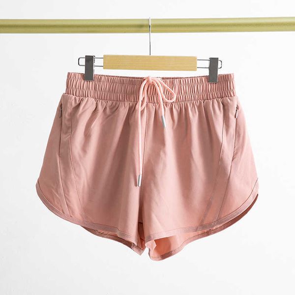 

lulu women yoga sports shorts with liner 3" side zipper pockeks short running short gym exercise workout training shorts