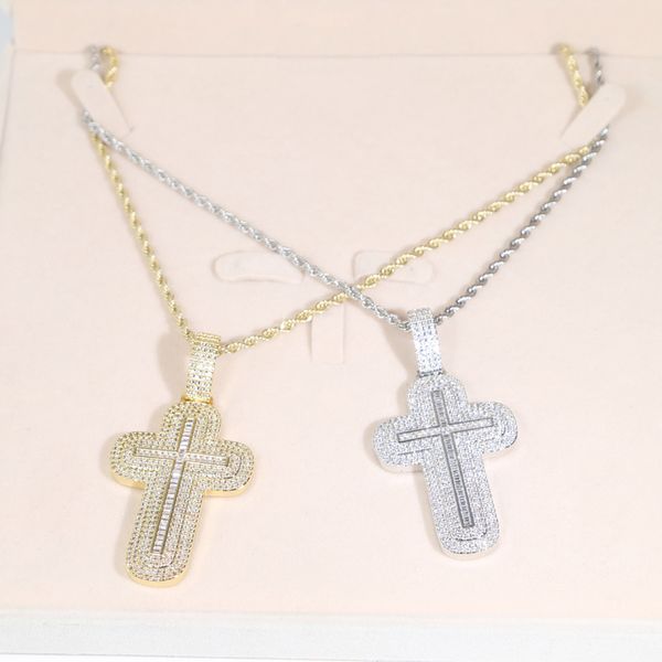 

iced out pendant necklaces men women hip hop cross bling long sweater chain jewelry fashion gift, Silver