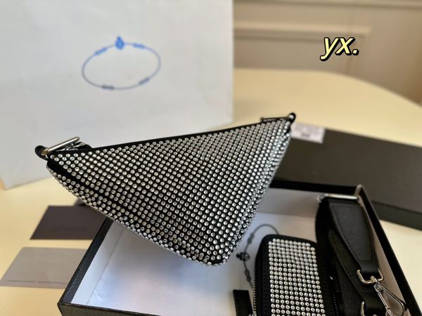 

designer hand bag full diamond classic triangle design geometric pattern eye-catching luxury fashion lightweight large capacity