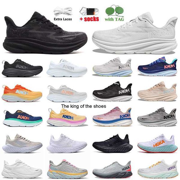 

hoka bondi 8 hokas running shoes for women mens clifton 9 triple black white amber yellow on cloud ice water summer song designer sneakers p