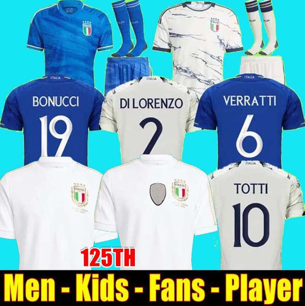 

italia fans player 2023 bonucci soccer jerse jorginho insigne verratti men kids football shirts chiesa barella chiellini pellegrini italys 1, Black;yellow