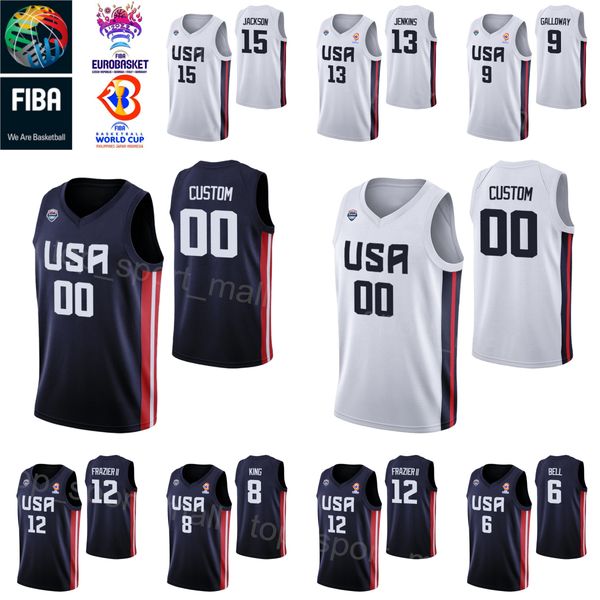 

printed world cup us basketball 4 quinn cook jersey national team 7 cody demps bell langston galloway michael frazier ii william davis xavie, Black;red