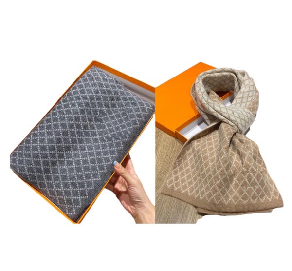 

high -quality men's and women's winter wool knitted scarf fashion designer luxury checkered lattice lattice scarf size 180*35cm, Blue;gray