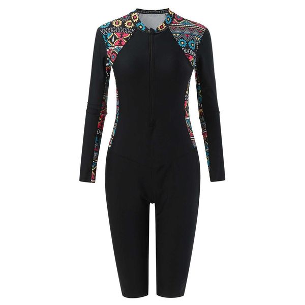 

designer swimwear fashion women swimsuit boyshort long sleeve rashguard contrast line snorkel surf hawaii bodysuit for women, White;black