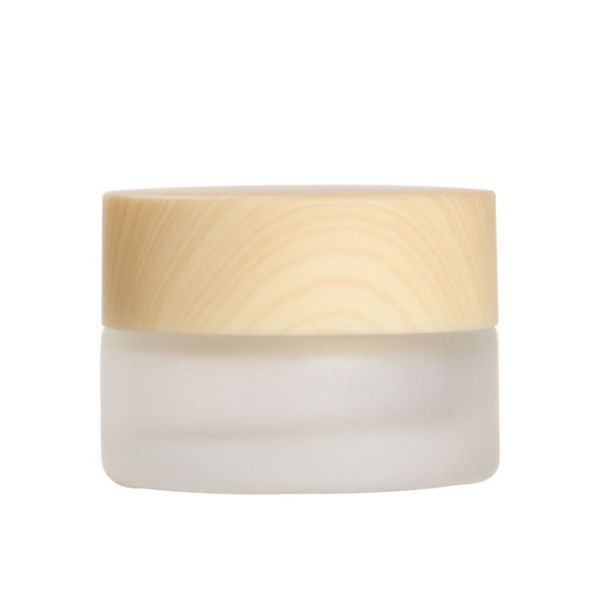 

2021 new 1oz 30g 50g 50ml cosmetic package environmental bamboo lid frosted glass bottle face cream jars emptyhigh quatity