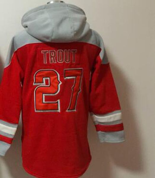 

los angeles #27 mike trout fans hoodie american baseball pullover, Black