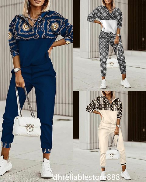 

autumn and winter women's leisure sports set temperament commuter pants fashion two piece set women's jogger, Gray