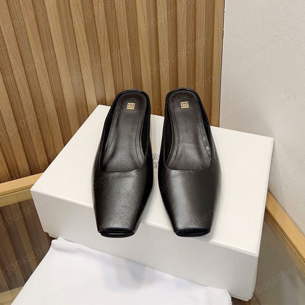 

designer toteme slippers sandals l clogs mullet shoes flat bottom casual slippers minimalist wind beach shoes dress shoes, Black